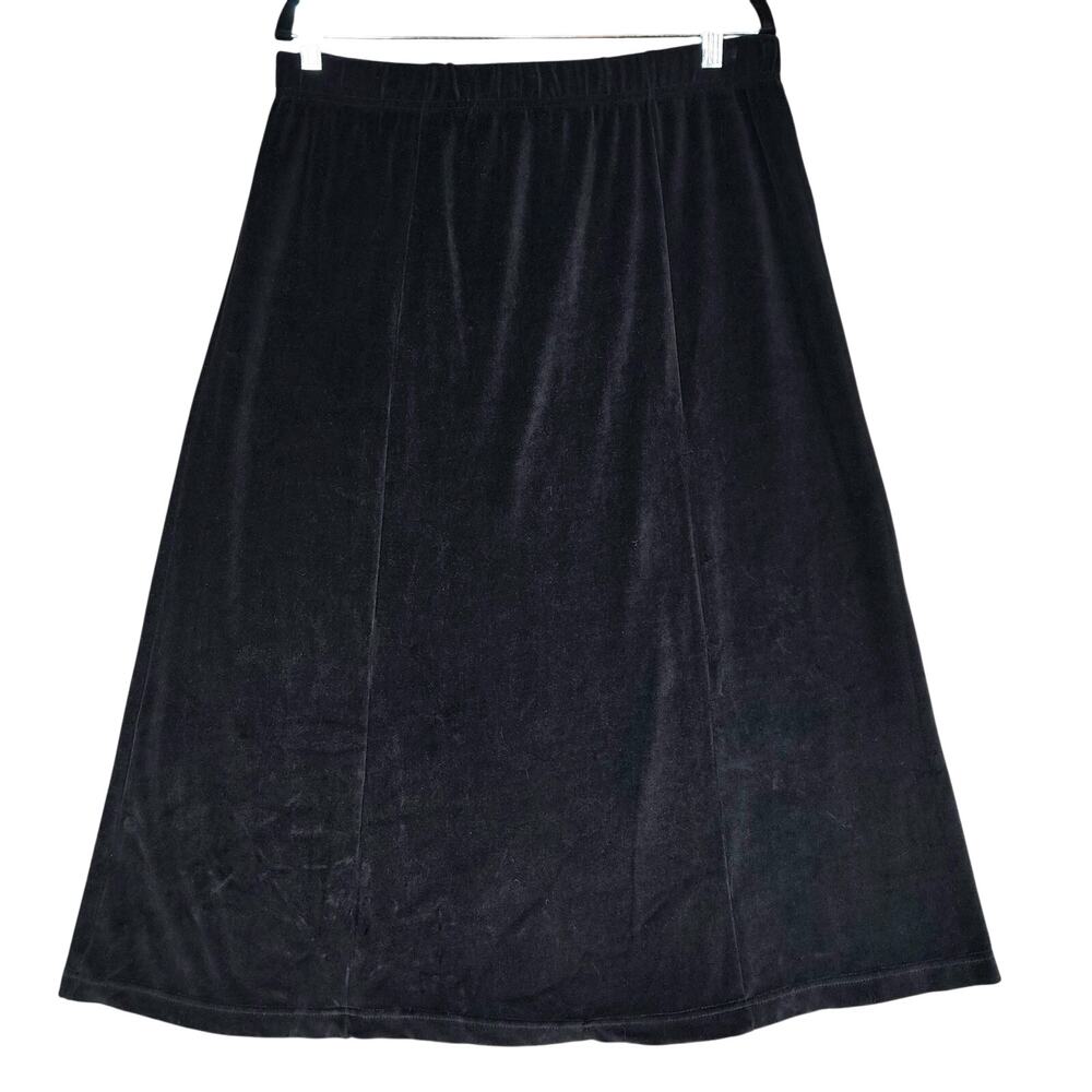 Vtg Appleseeds Velour Velvet Maxi Skirt 1X Black Goth Darkfairy‎ Fairygrunge Y2K